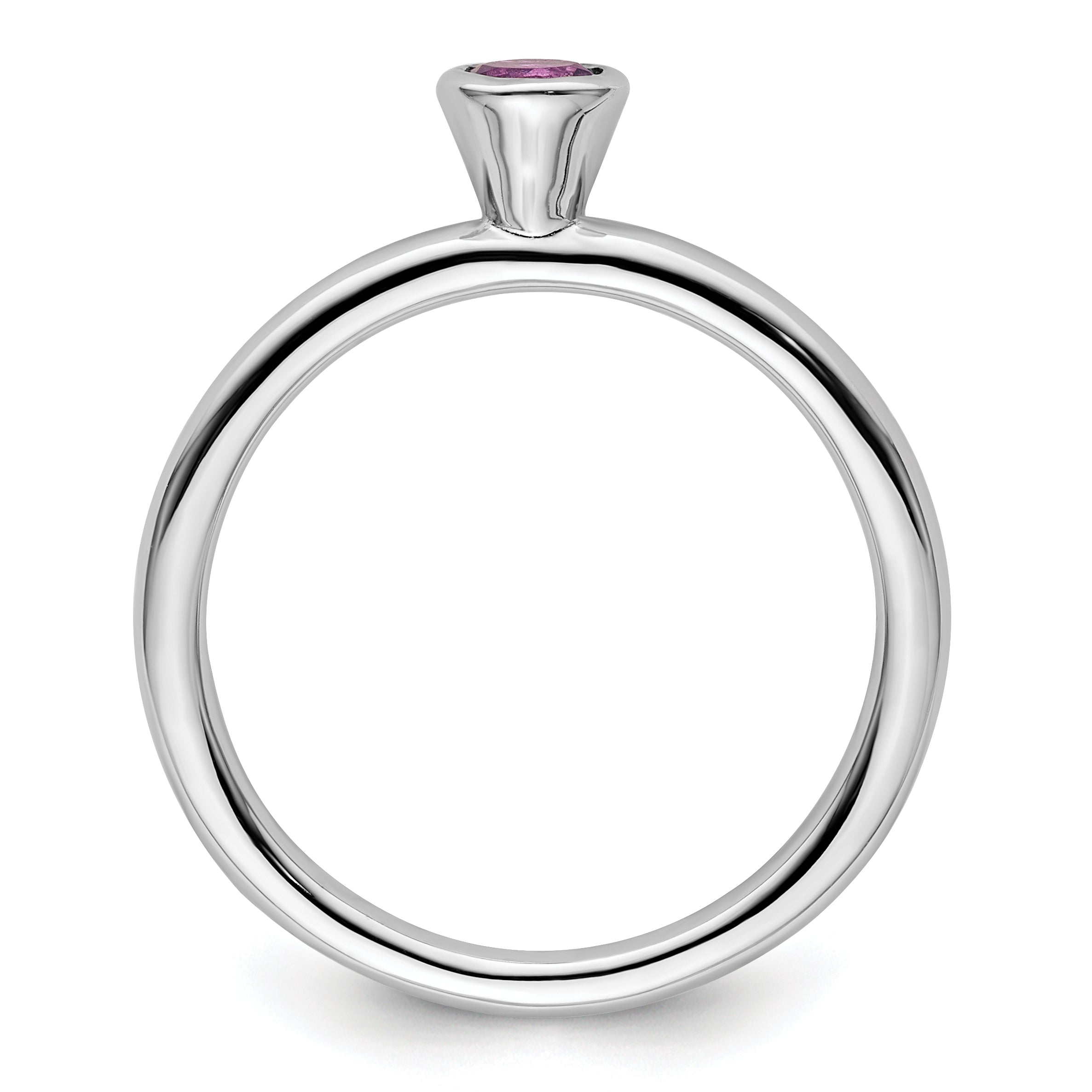 Sterlingsilber Stapelbar Expressions Hoch 4mm Rund Amethyst Ring