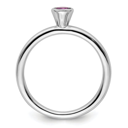 Sterlingsilber Stapelbar Expressions Hoch 4mm Rund Amethyst Ring