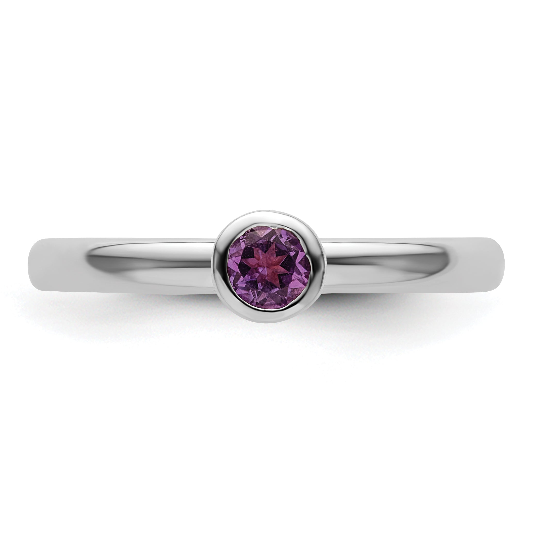 Sterlingsilber Stapelbar Expressions Hoch 4mm Rund Amethyst Ring