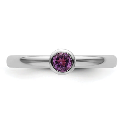 Sterlingsilber Stapelbar Expressions Hoch 4mm Rund Amethyst Ring