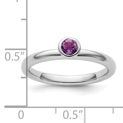 Sterlingsilber Stapelbar Expressions Hoch 4mm Rund Amethyst Ring