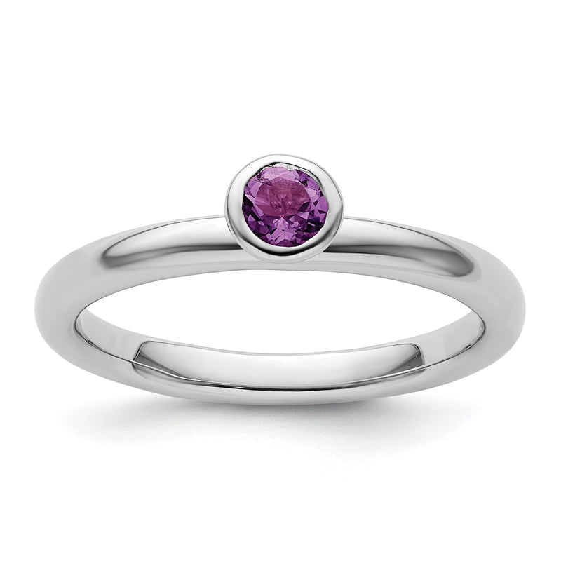 Sterlingsilber Stapelbar Expressions Hoch 4mm Rund Amethyst Ring