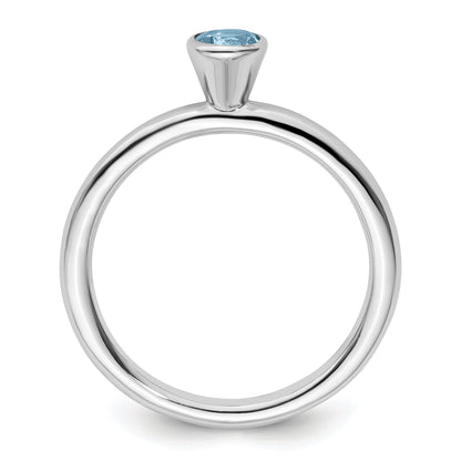 Sterlingsilber Stapelbar Expressions Hoch 4mm Rund Aquamarin Ring