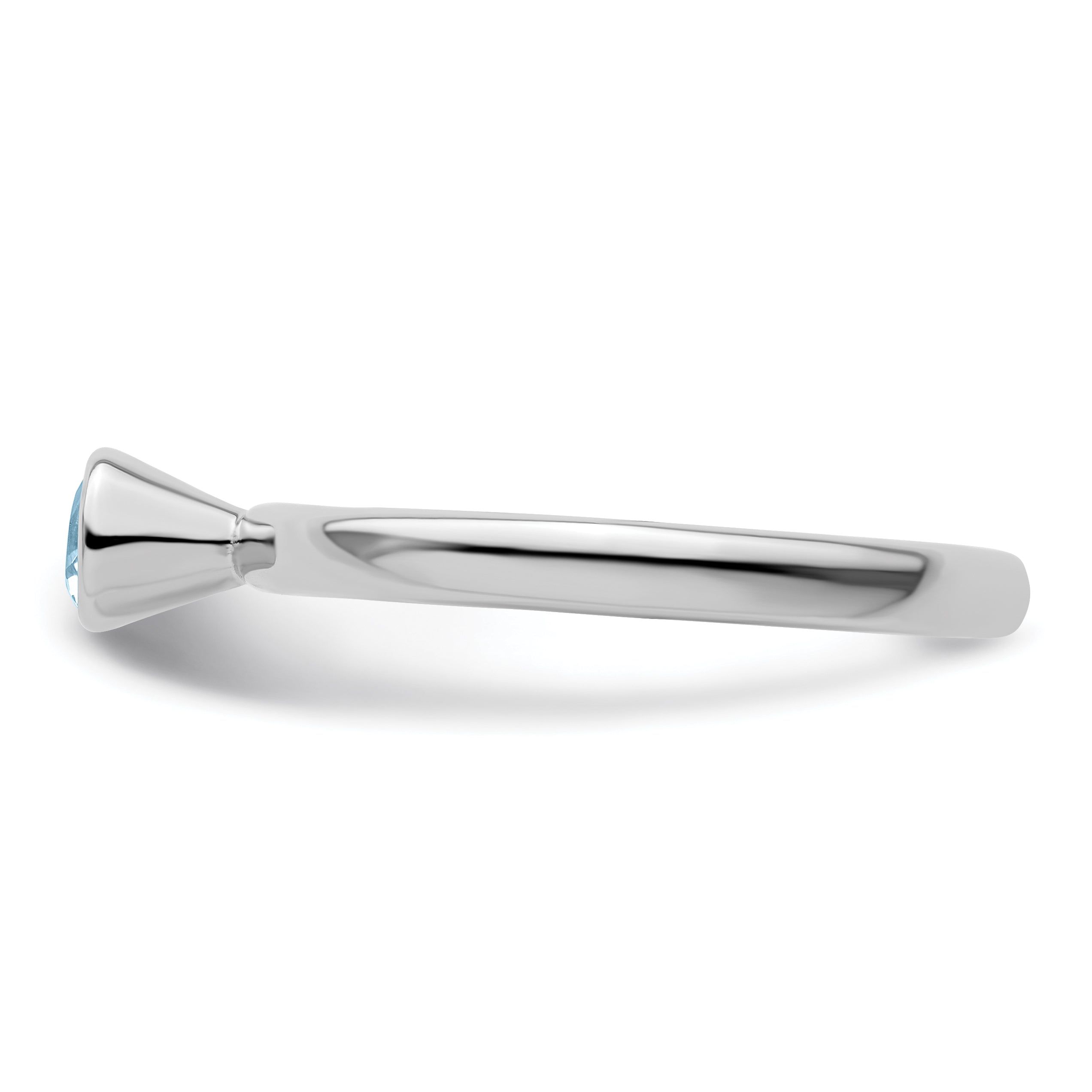 Sterlingsilber Stapelbar Expressions Hoch 4mm Rund Aquamarin Ring
