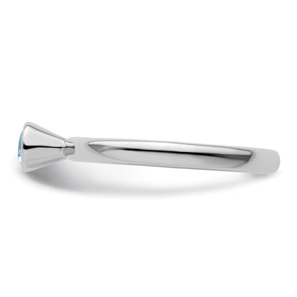 Sterlingsilber Stapelbar Expressions Hoch 4mm Rund Aquamarin Ring