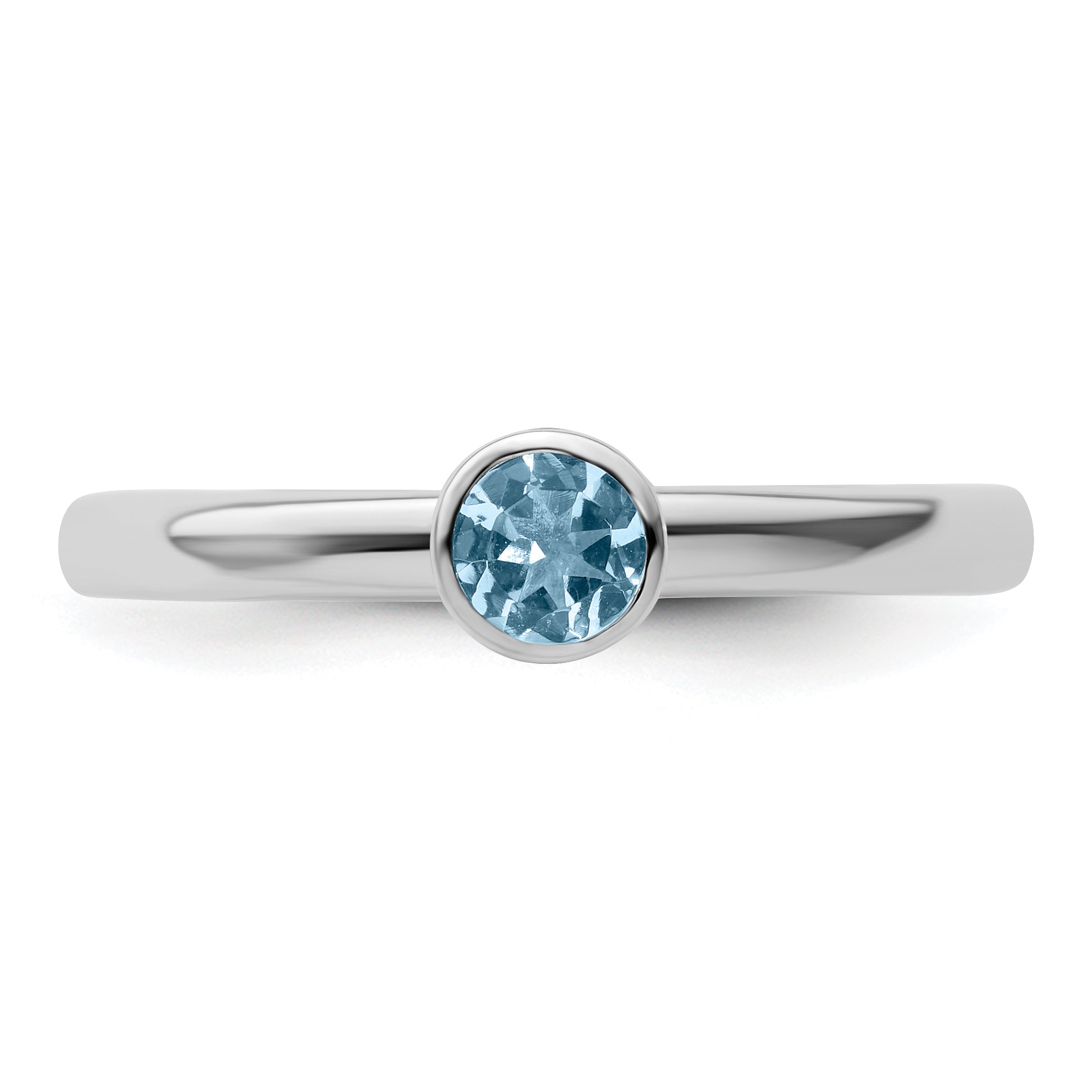 Sterlingsilber Stapelbar Expressions Hoch 4mm Rund Aquamarin Ring