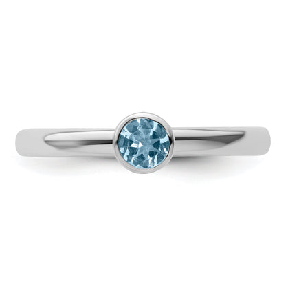 Sterlingsilber Stapelbar Expressions Hoch 4mm Rund Aquamarin Ring