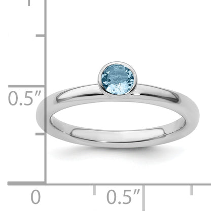 Sterlingsilber Stapelbar Expressions Hoch 4mm Rund Aquamarin Ring