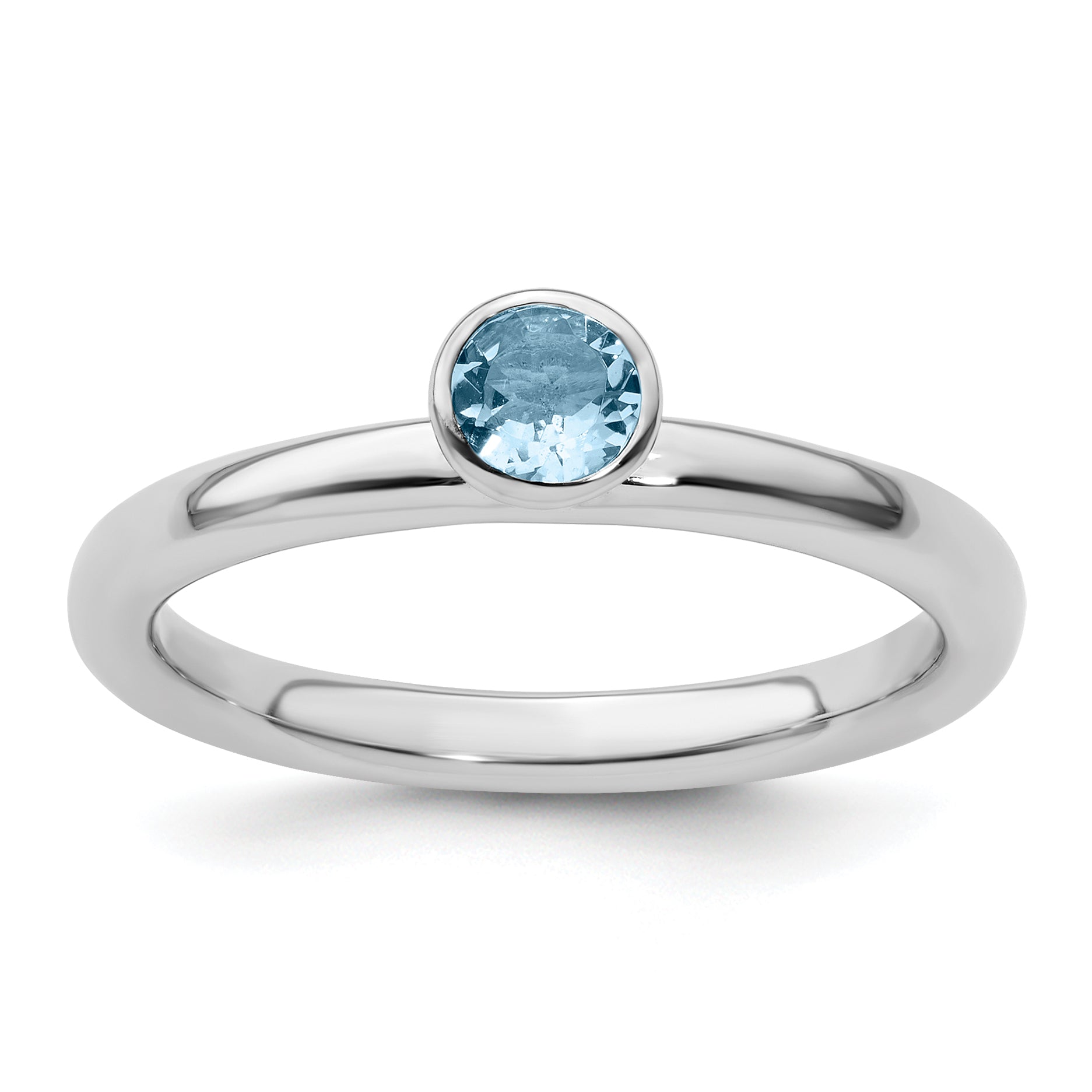 Sterlingsilber Stapelbar Expressions Hoch 4mm Rund Aquamarin Ring