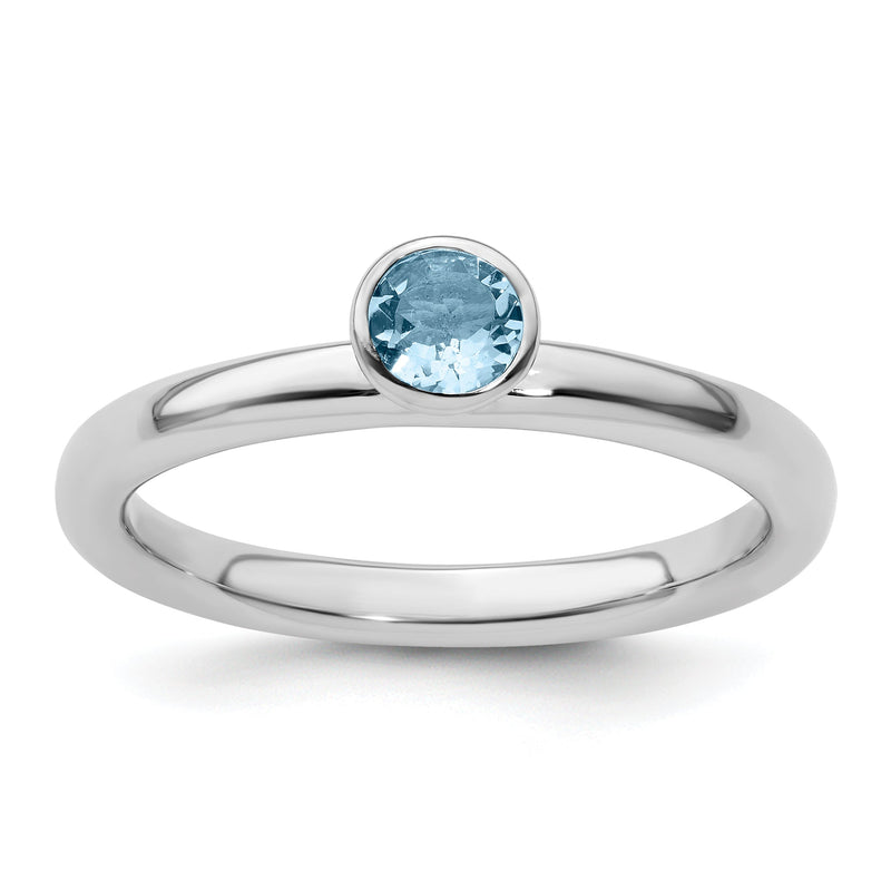 Sterlingsilber Stapelbar Expressions Hoch 4mm Rund Aquamarin Ring