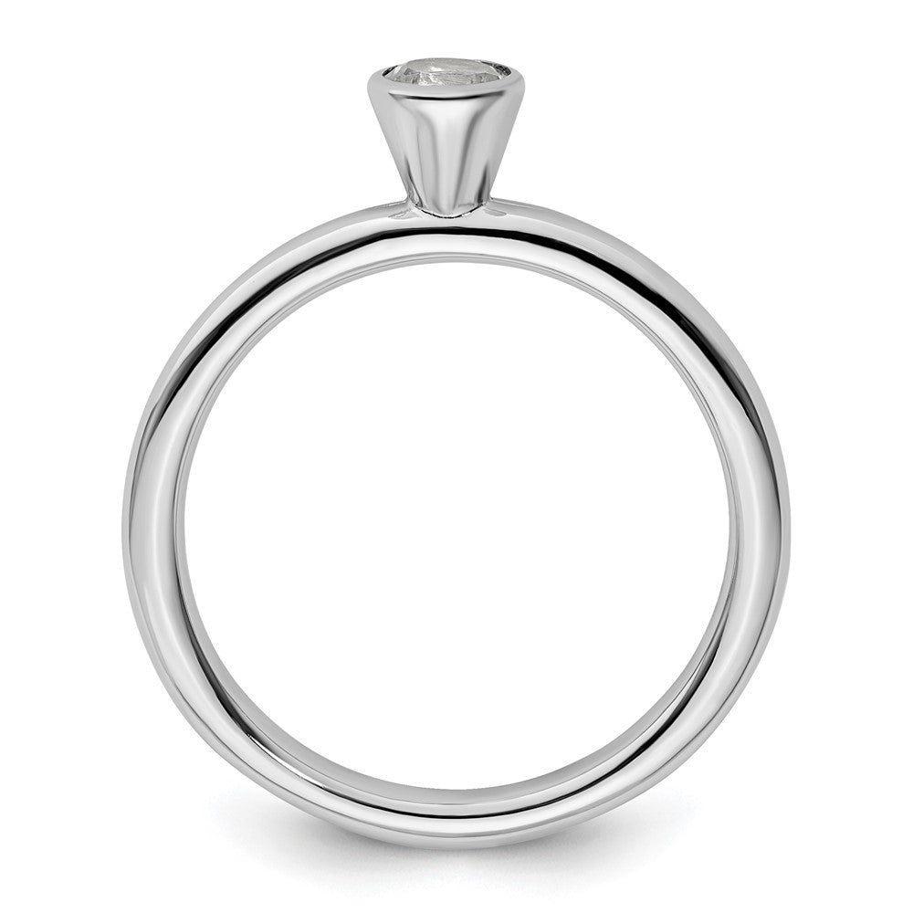 Sterlingsilber Stapelbar Expressions Hoch 4mm Rund Weiß Topas Ring