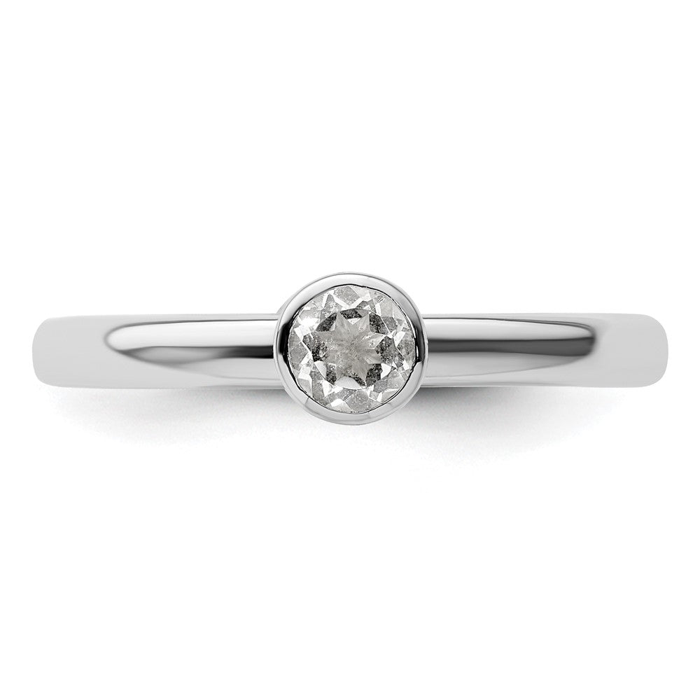 Sterlingsilber Stapelbar Expressions Hoch 4mm Rund Weiß Topas Ring