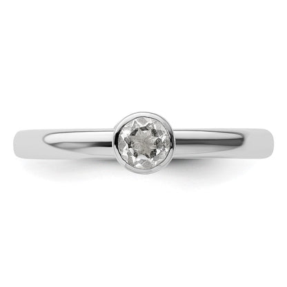 Sterlingsilber Stapelbar Expressions Hoch 4mm Rund Weiß Topas Ring