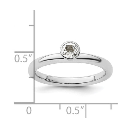 Sterlingsilber Stapelbar Expressions Hoch 4mm Rund Weiß Topas Ring