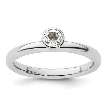 Sterlingsilber Stapelbar Expressions Hoch 4mm Rund Weiß Topas Ring