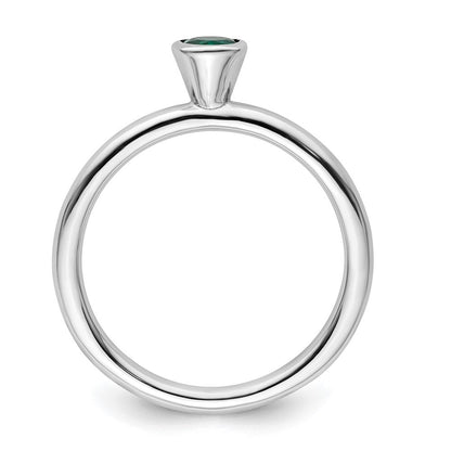 Sterlingsilber Stapelbar Expressions Hoch 4mm Rund Cr. Smaragd Ring