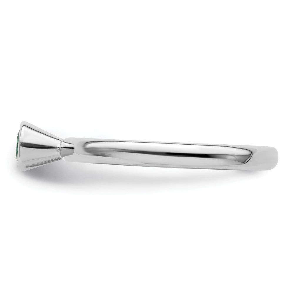 Sterlingsilber Stapelbar Expressions Hoch 4mm Rund Cr. Smaragd Ring