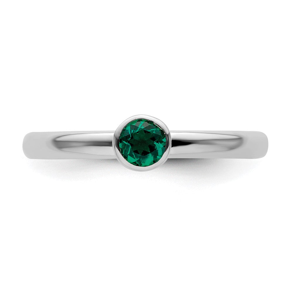 Sterlingsilber Stapelbar Expressions Hoch 4mm Rund Cr. Smaragd Ring