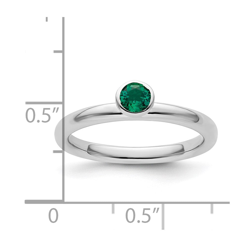 Sterlingsilber Stapelbar Expressions Hoch 4mm Rund Cr. Smaragd Ring