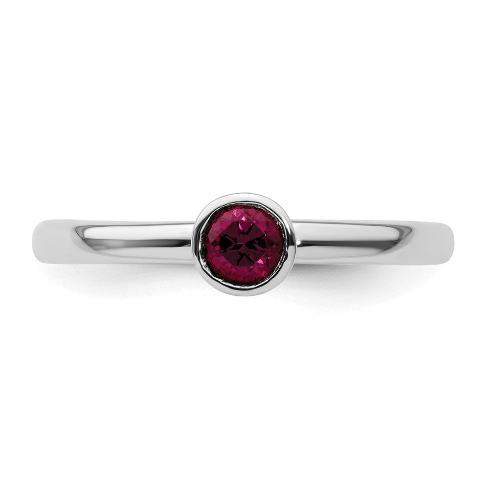Sterlingsilber Ss Stapelbar Expressions Hoch 4mm Rund Rhodolith Granat Ring