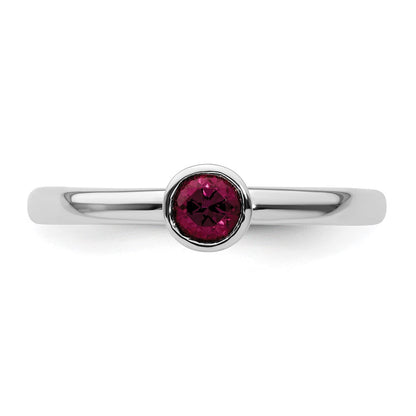 Sterlingsilber Ss Stapelbar Expressions Hoch 4mm Rund Rhodolith Granat Ring