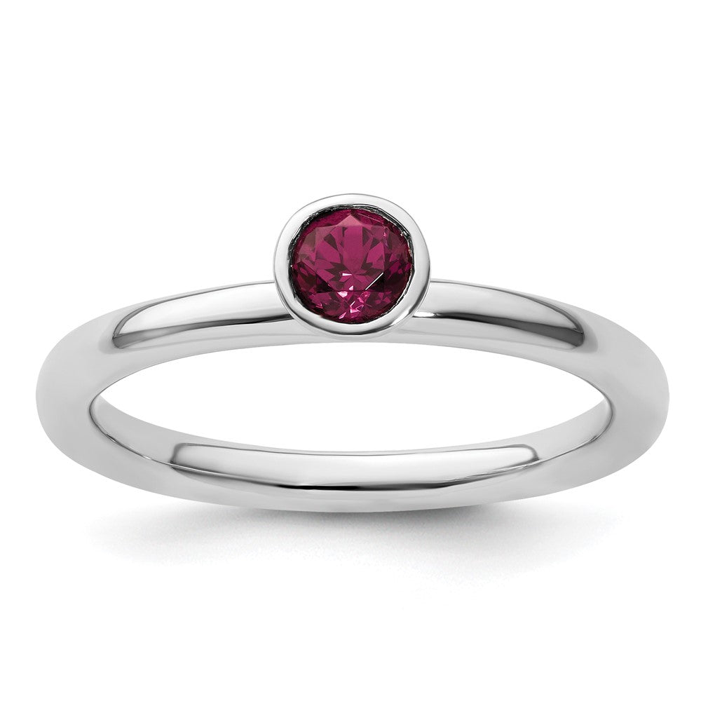 Sterlingsilber Ss Stapelbar Expressions Hoch 4mm Rund Rhodolith Granat Ring