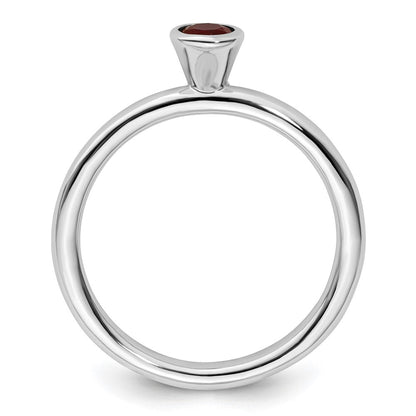 Sterlingsilber Stapelbar Expressions Hoch 4mm Rund Erzeugt Rubin Ring