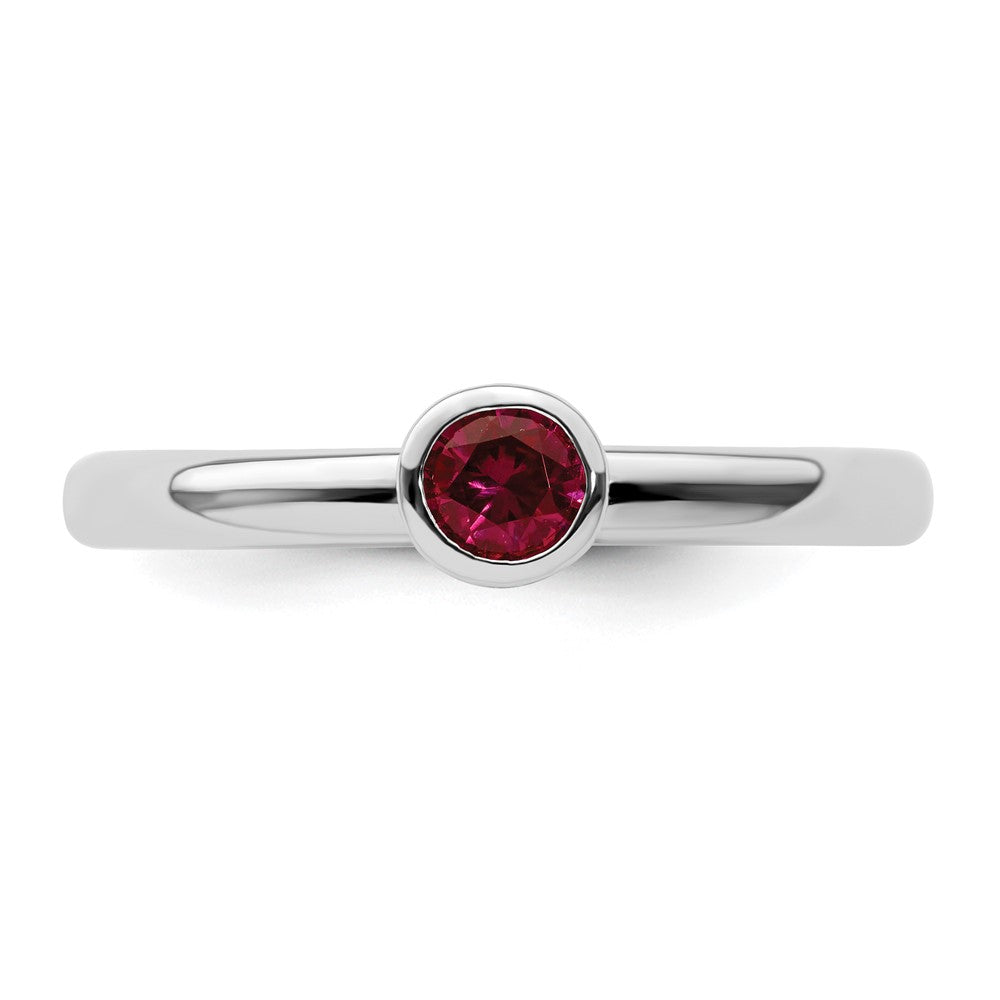 Sterlingsilber Stapelbar Expressions Hoch 4mm Rund Erzeugt Rubin Ring