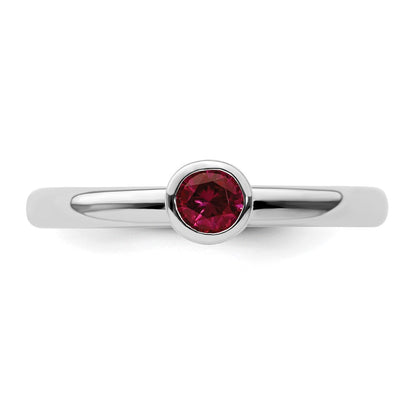 Sterlingsilber Stapelbar Expressions Hoch 4mm Rund Erzeugt Rubin Ring