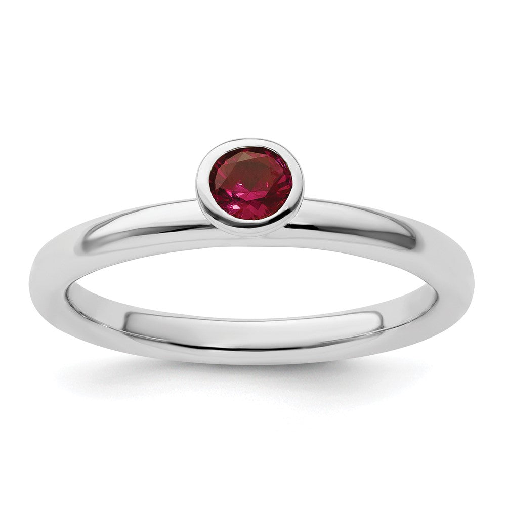Sterlingsilber Stapelbar Expressions Hoch 4mm Rund Erzeugt Rubin Ring
