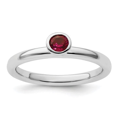 Sterlingsilber Stapelbar Expressions Hoch 4mm Rund Erzeugt Rubin Ring