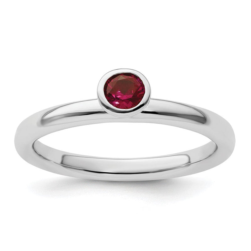 Sterlingsilber Stapelbar Expressions Hoch 4mm Rund Erzeugt Rubin Ring