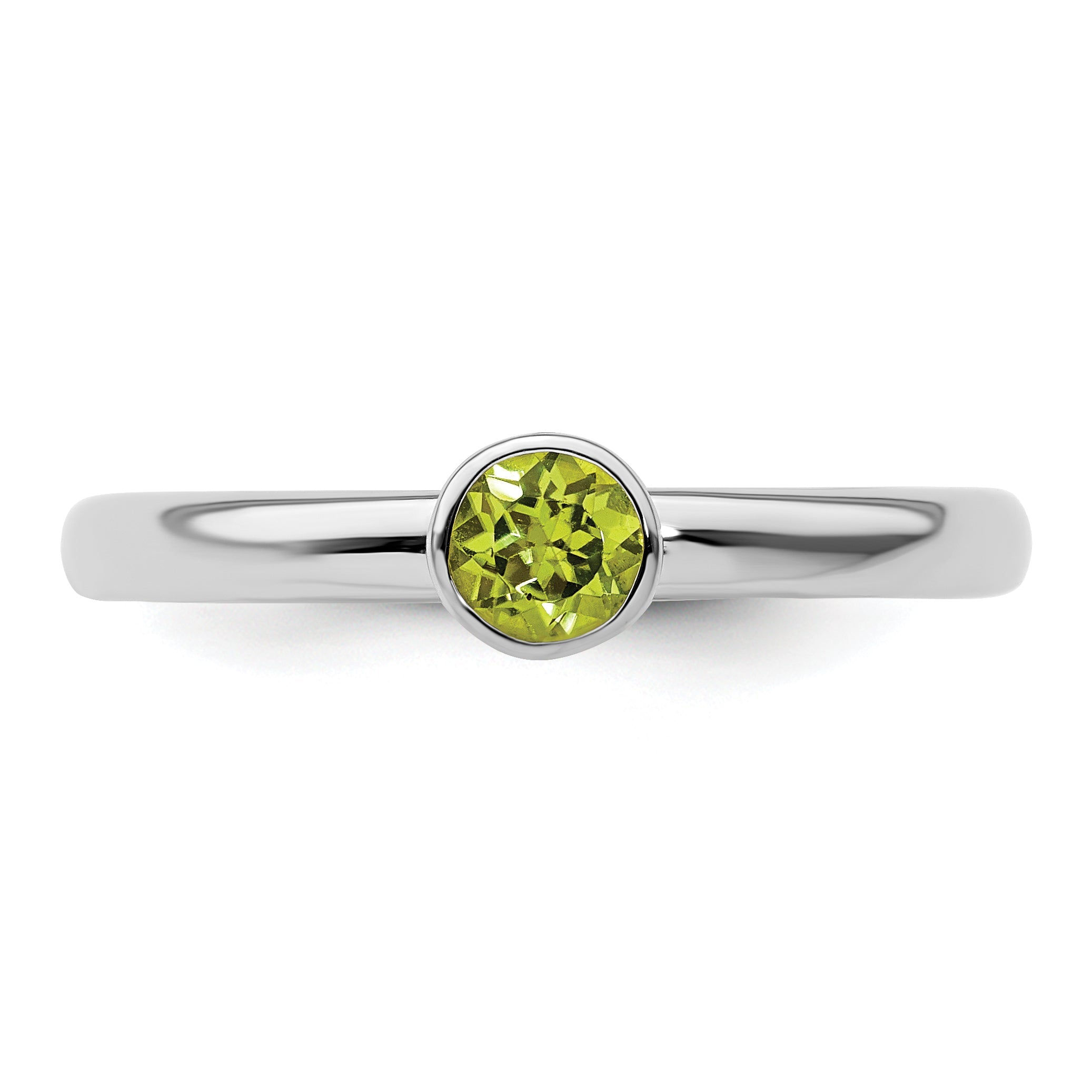 Sterlingsilber Stapelbar Expressions Hoch 4mm Rund Peridot Ring