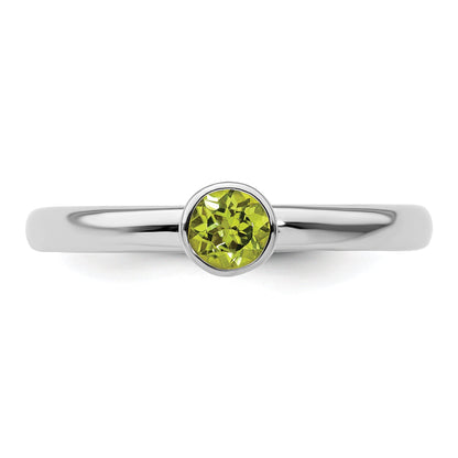 Sterlingsilber Stapelbar Expressions Hoch 4mm Rund Peridot Ring