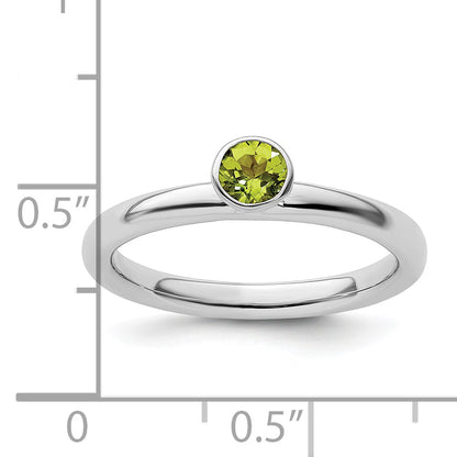 Sterlingsilber Stapelbar Expressions Hoch 4mm Rund Peridot Ring