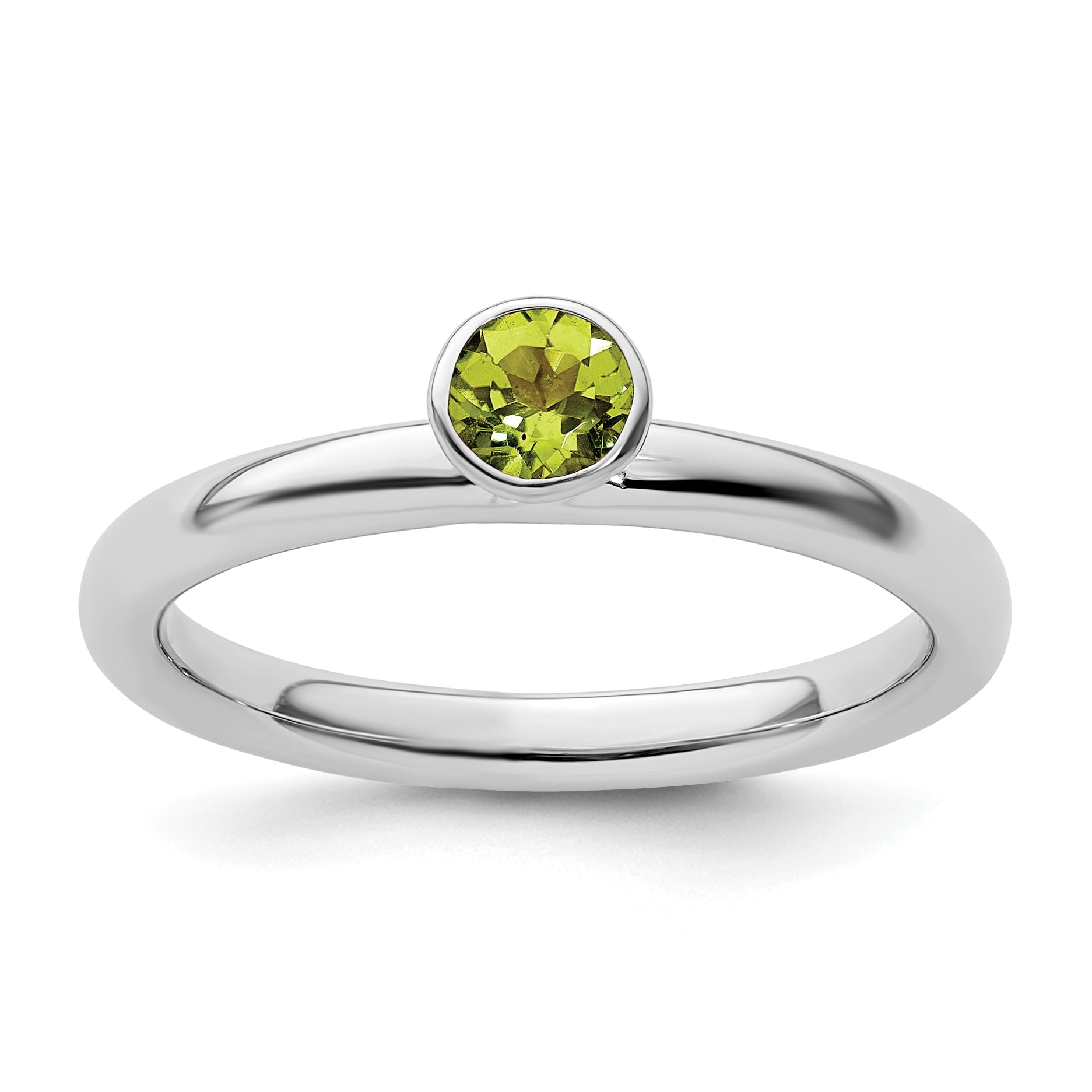 Sterlingsilber Stapelbar Expressions Hoch 4mm Rund Peridot Ring