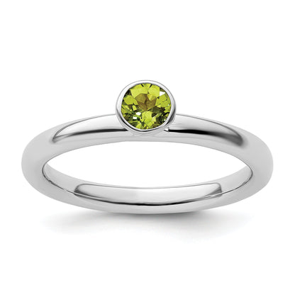Sterlingsilber Stapelbar Expressions Hoch 4mm Rund Peridot Ring