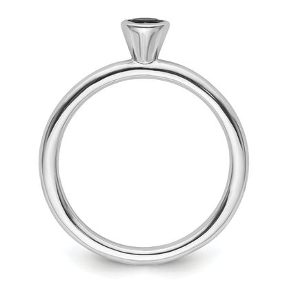 Sterlingsilber Stapelbar Expressions Hoch 4mm Rund Cr. Saphir Ring