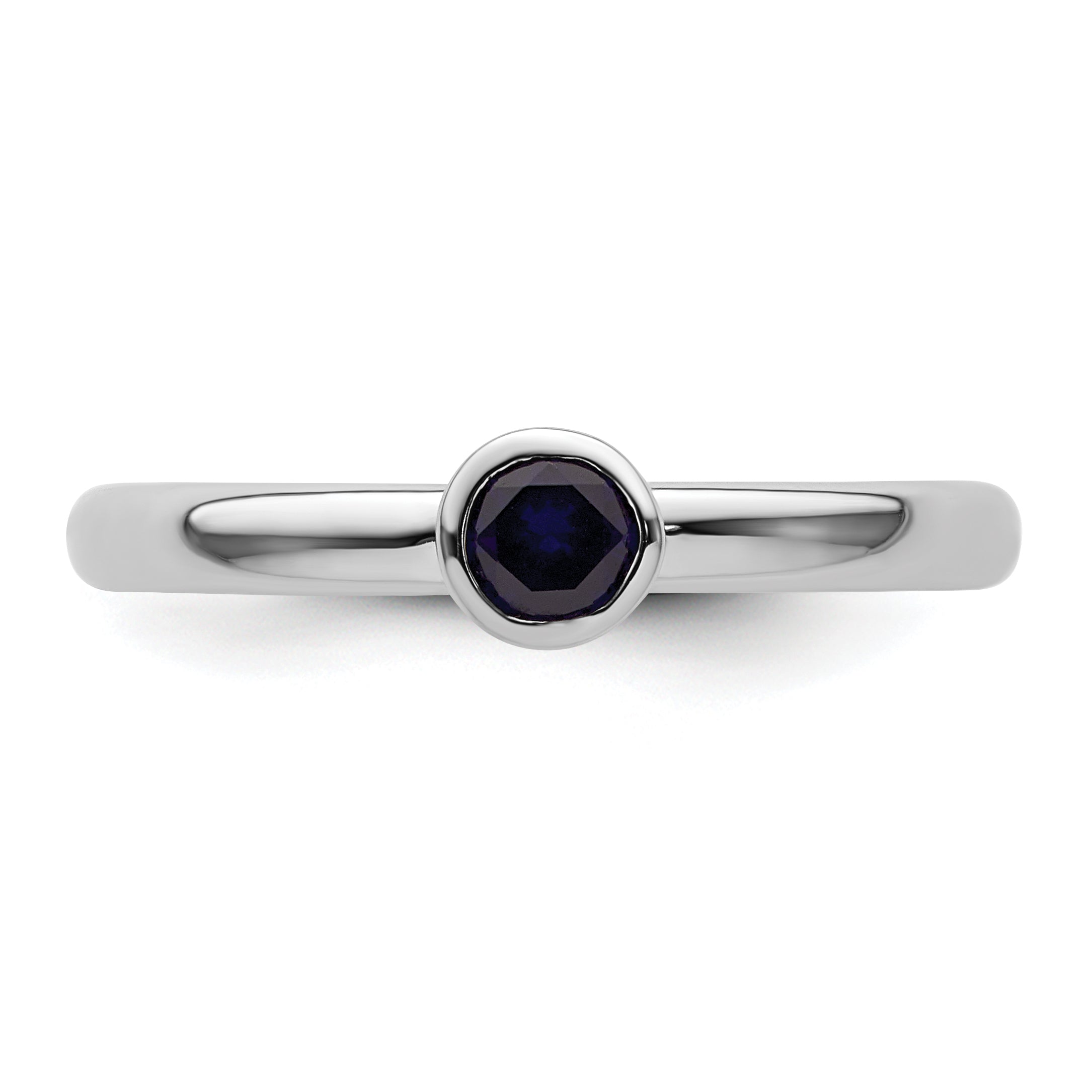 Sterlingsilber Stapelbar Expressions Hoch 4mm Rund Cr. Saphir Ring