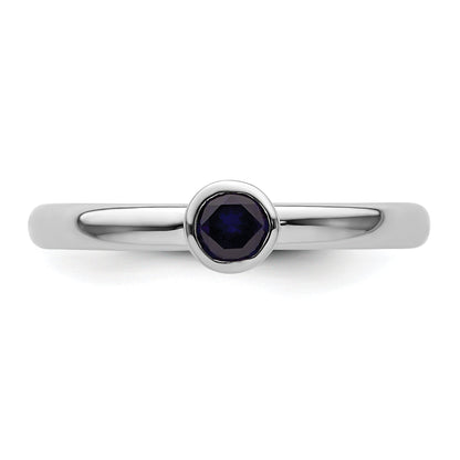 Sterlingsilber Stapelbar Expressions Hoch 4mm Rund Cr. Saphir Ring