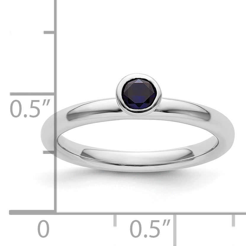 Sterlingsilber Stapelbar Expressions Hoch 4mm Rund Cr. Saphir Ring