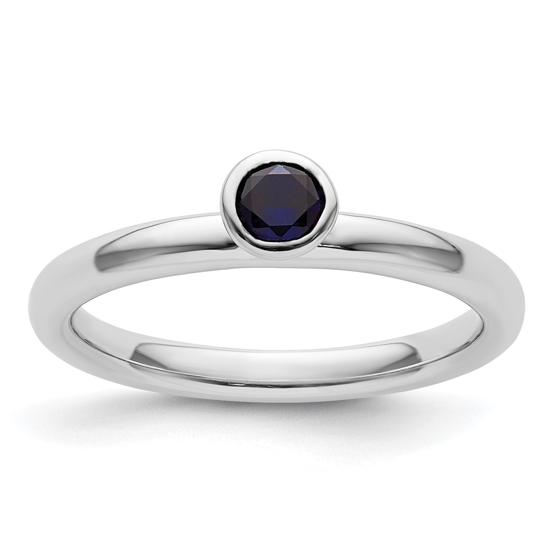 Sterlingsilber Stapelbar Expressions Hoch 4mm Rund Cr. Saphir Ring