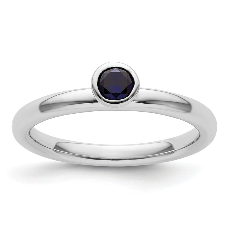 Sterlingsilber Stapelbar Expressions Hoch 4mm Rund Cr. Saphir Ring