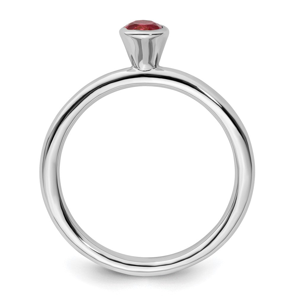 Sterlingsilber Ss Stapelbar Expressions Hoch 4mm Rund Rosa Turmalin Ring