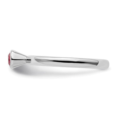 Sterlingsilber Ss Stapelbar Expressions Hoch 4mm Rund Rosa Turmalin Ring