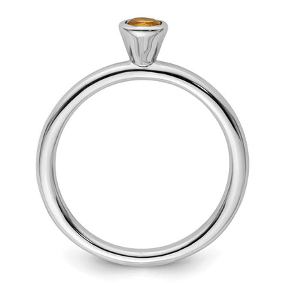 Sterlingsilber Stapelbar Expressions Hoch 4mm Rund Citrin Ring