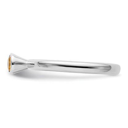 Sterlingsilber Stapelbar Expressions Hoch 4mm Rund Citrin Ring
