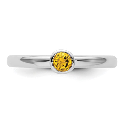 Sterlingsilber Stapelbar Expressions Hoch 4mm Rund Citrin Ring