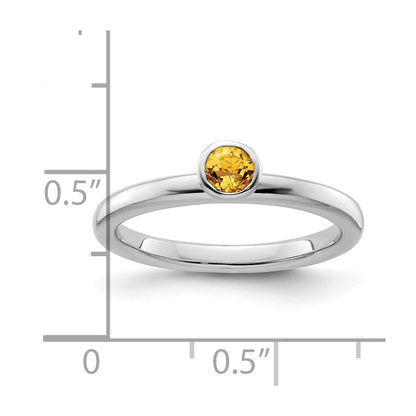 Sterlingsilber Stapelbar Expressions Hoch 4mm Rund Citrin Ring