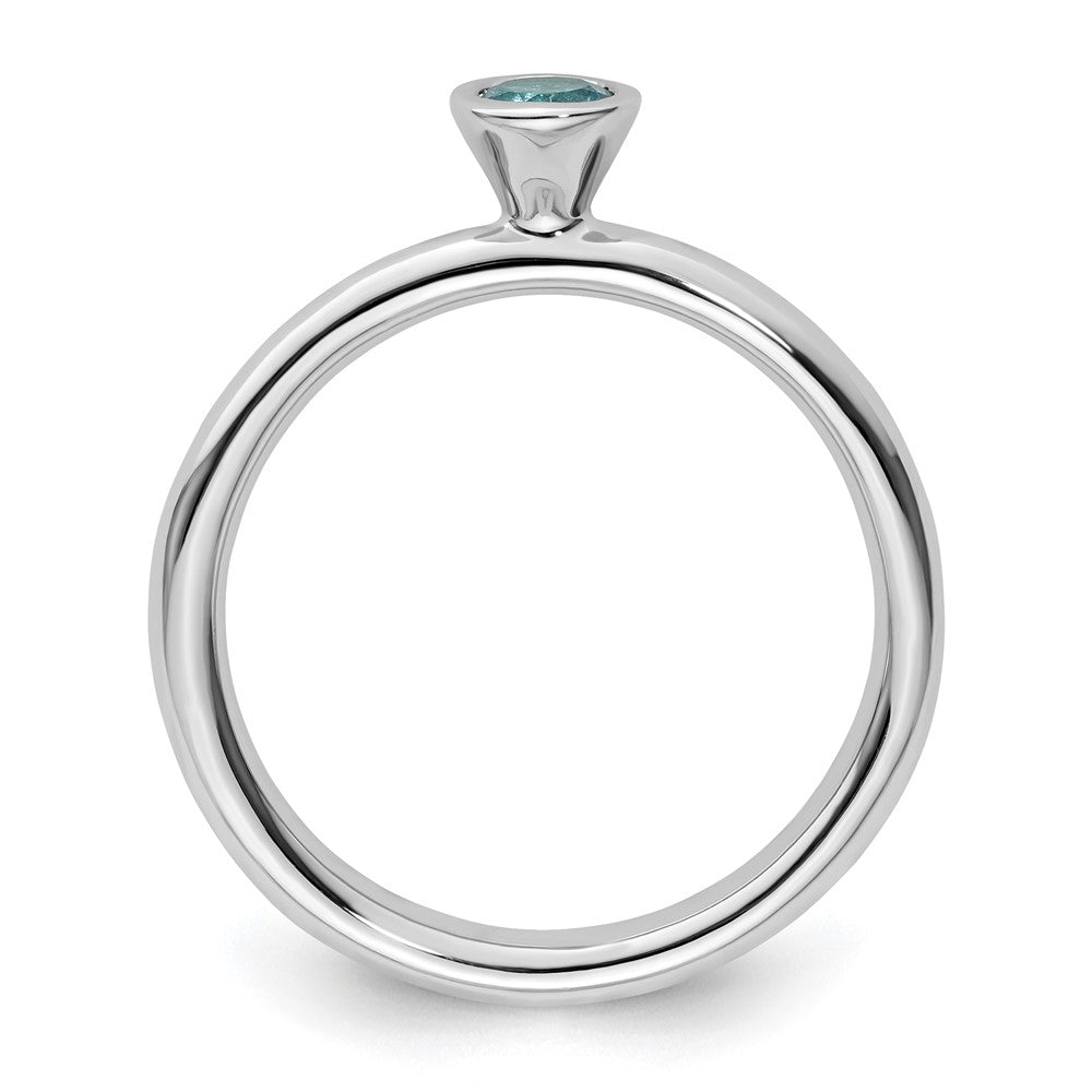 Sterlingsilber Stapelbar Expressions Hoch 4mm Rund Blautopas Ring